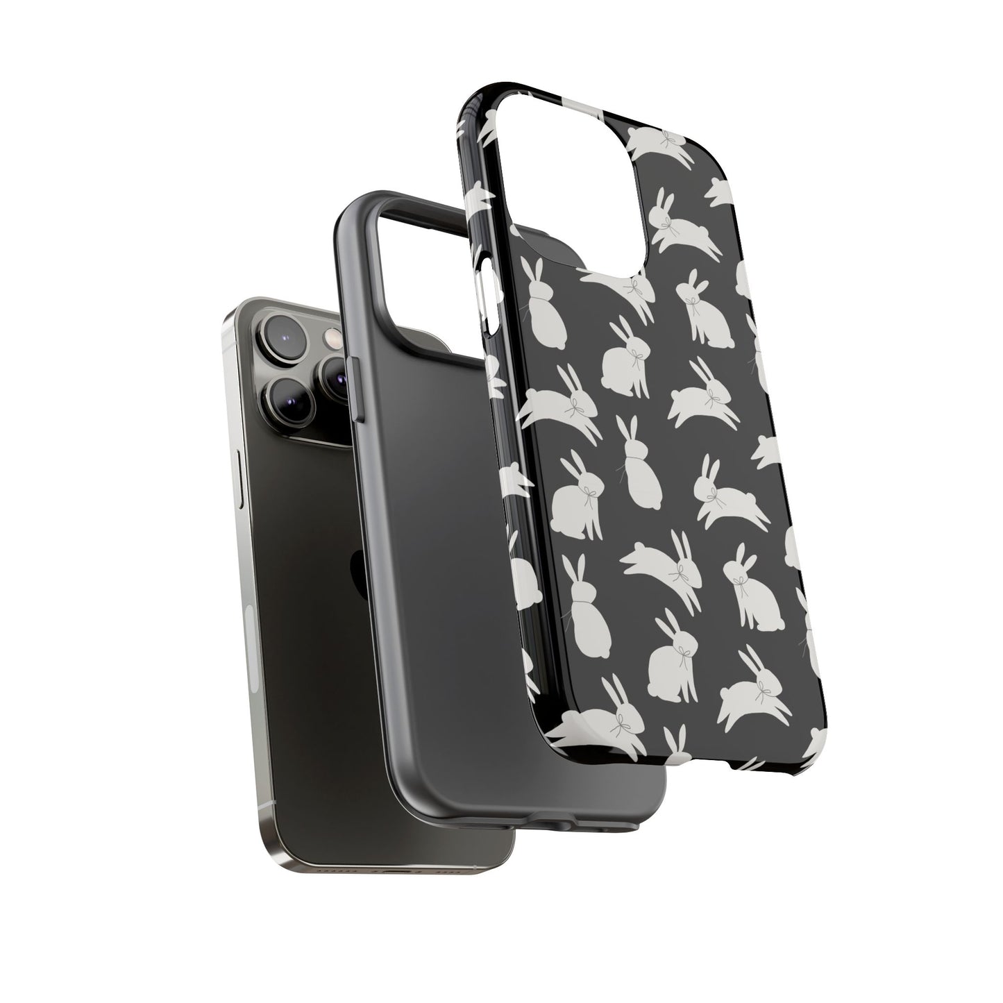 Hop-Proof Style – Bunny Pattern Tough Phone Case 🖤🐰