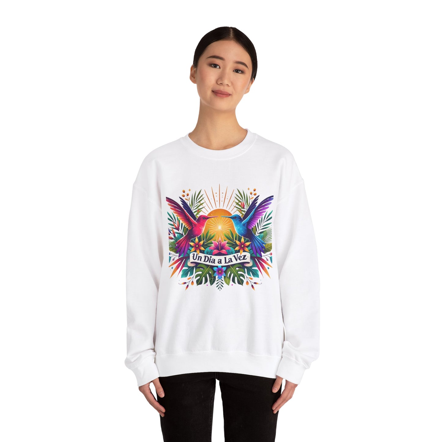 "Un Día a La Vez" Tropical Sunrise Crewneck Sweatshirt
