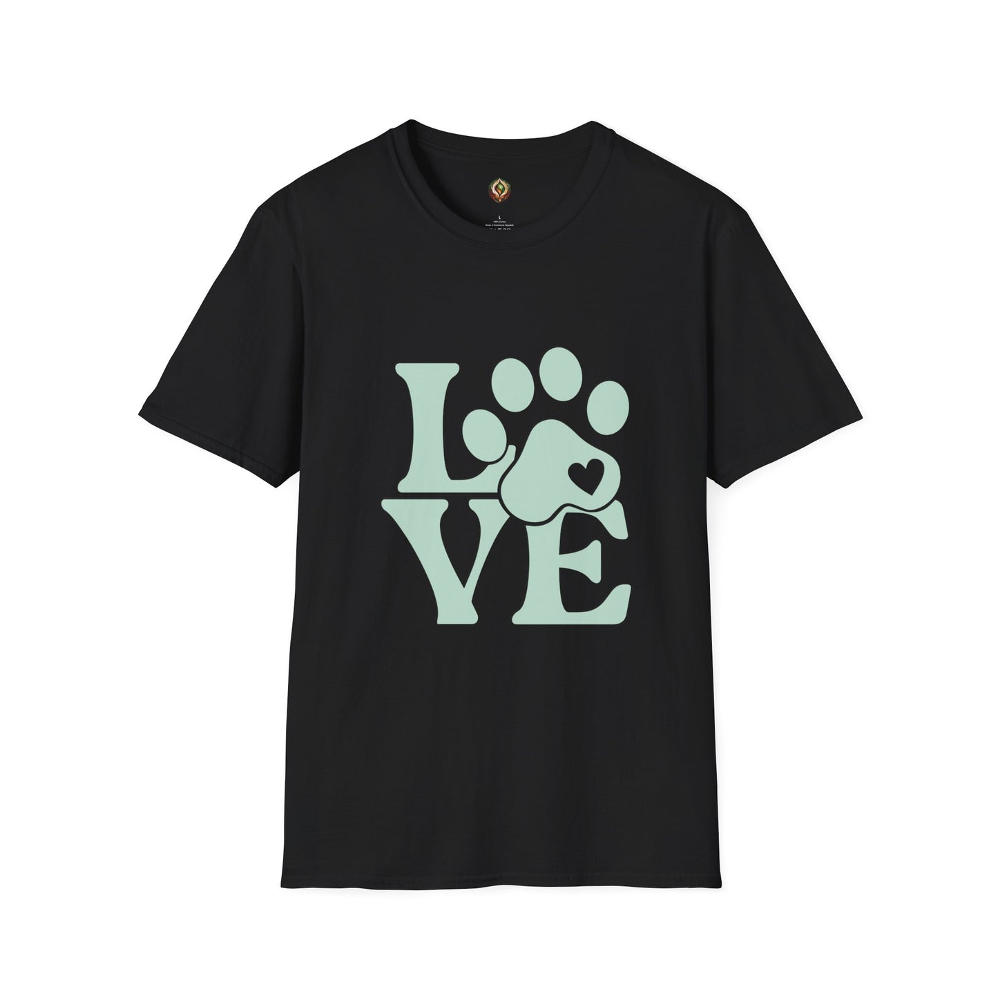 LOVE Paw Print Unisex T-Shirt – Mint & White Edition