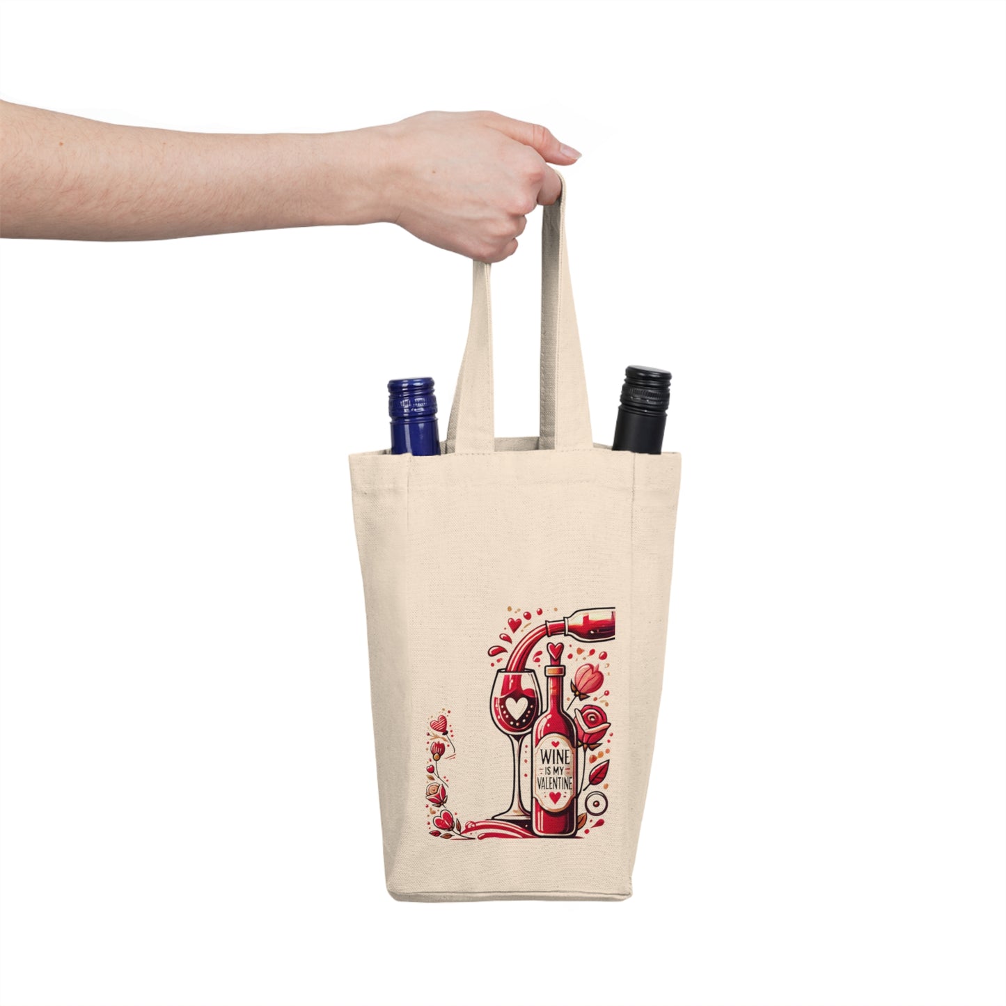 Wine Is My Valentine—Romantic Double Wine Tote Bag