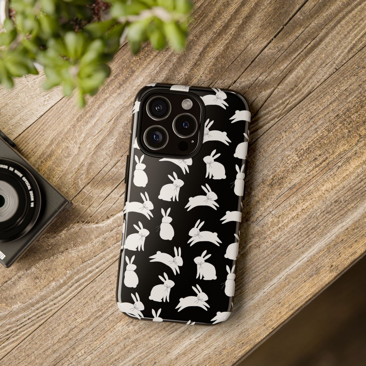 Hop-Proof Style – Bunny Pattern Tough Phone Case 🖤🐰