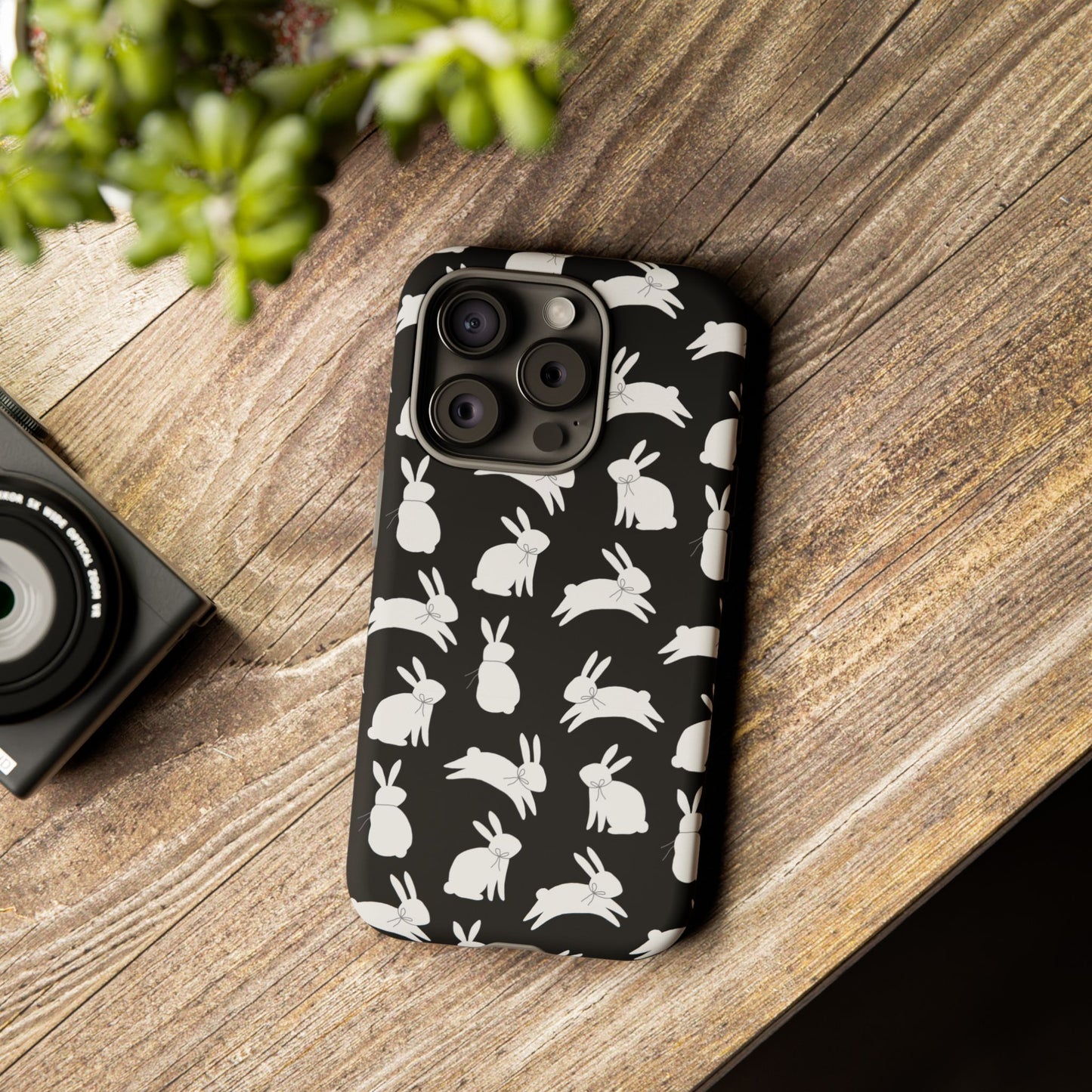 Hop-Proof Style – Bunny Pattern Tough Phone Case 🖤🐰