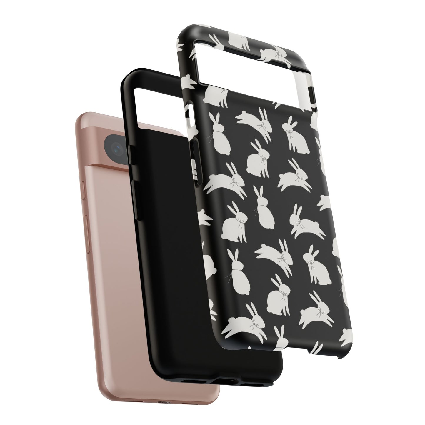 Hop-Proof Style – Bunny Pattern Tough Phone Case 🖤🐰