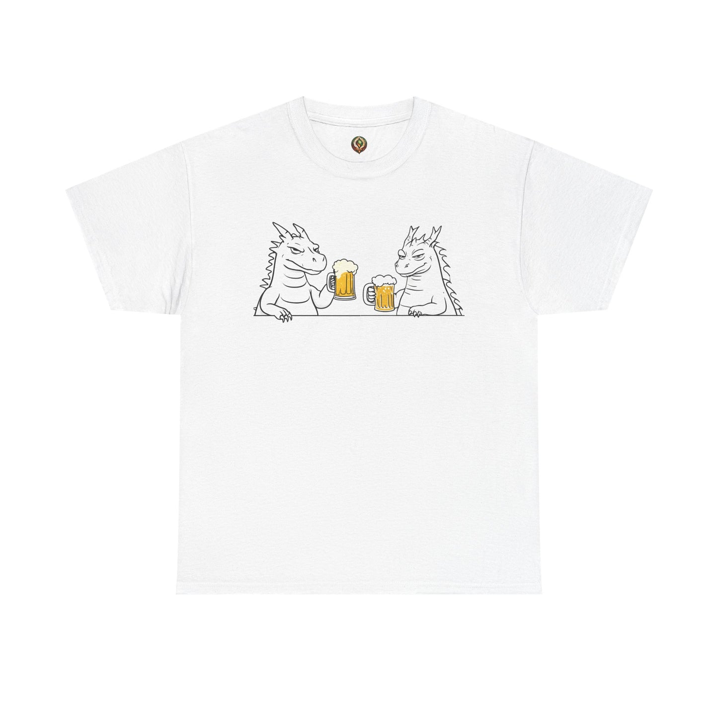 Cheers, Dragons! Unisex Heavy Cotton Tee – Mythical Beasts & Beer Bliss 🍻🐉