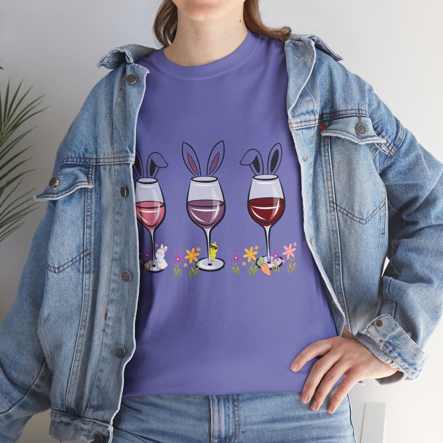 Bunny Ears & Wine Cheers – Unisex Heavy Cotton Tee 🍷🐰