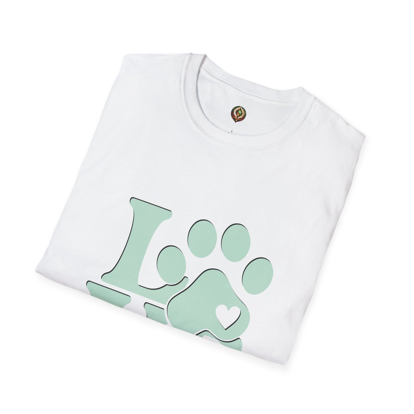 LOVE Paw Print Unisex T-Shirt – Mint & White Edition