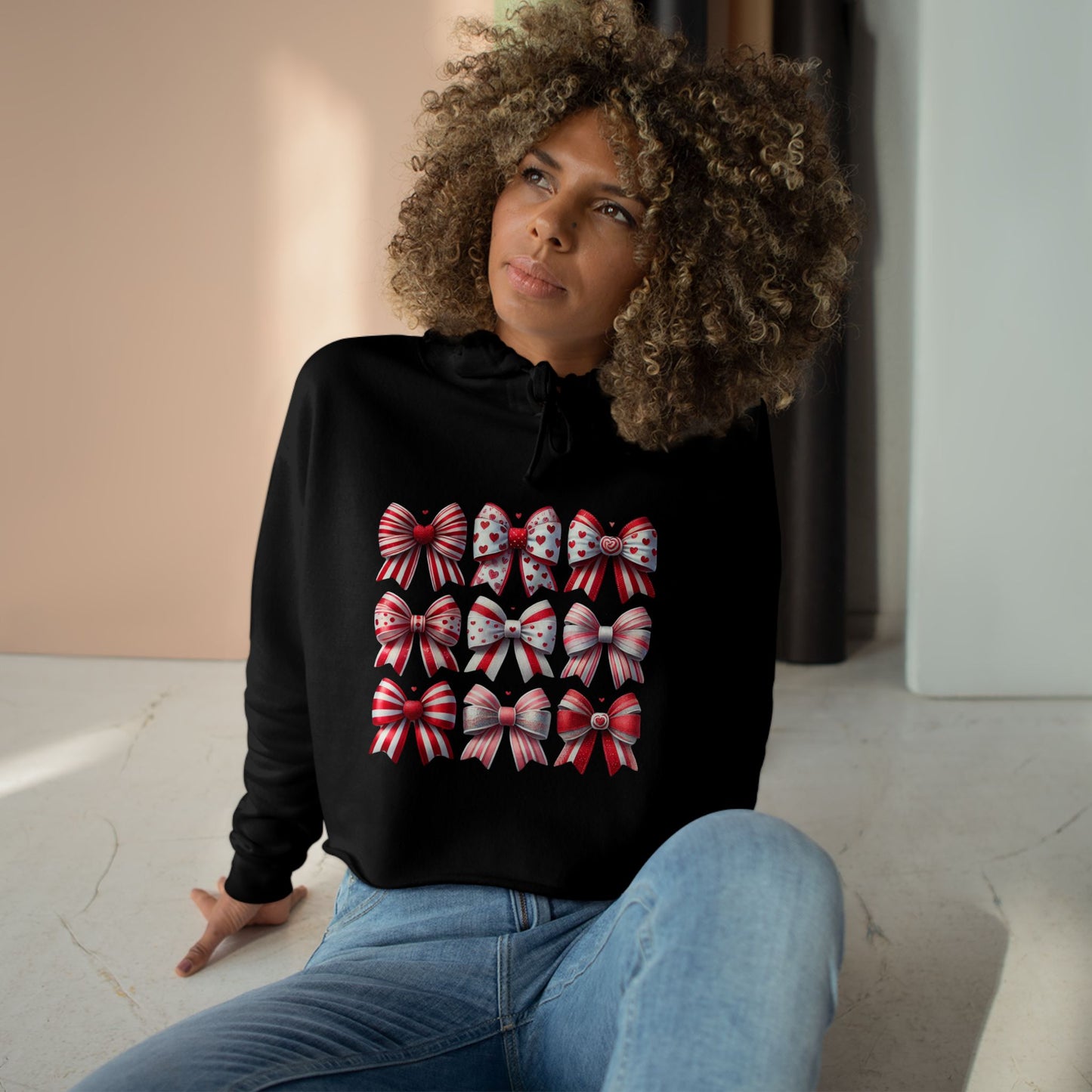 "Bowtifully Festive" Cropped Hoodie