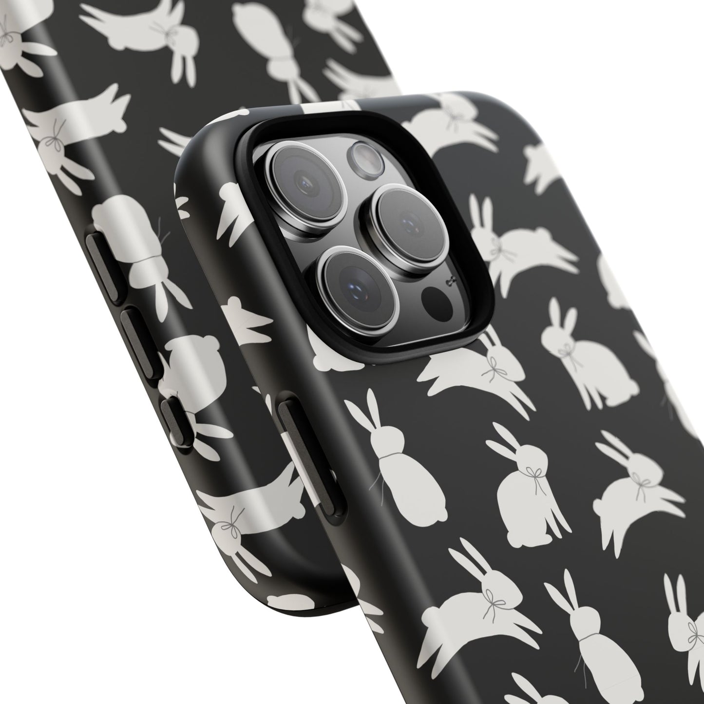 Hop-Proof Style – Bunny Pattern Tough Phone Case 🖤🐰
