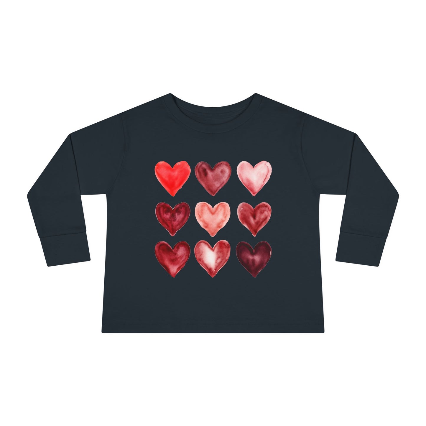 "Layered in Love" Watercolor Heart Toddler Long-Sleeve Tee