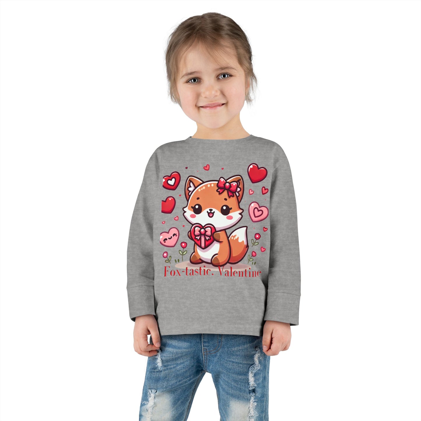 "Fox-tastic, Valentine" Toddler Long Sleeve Tee