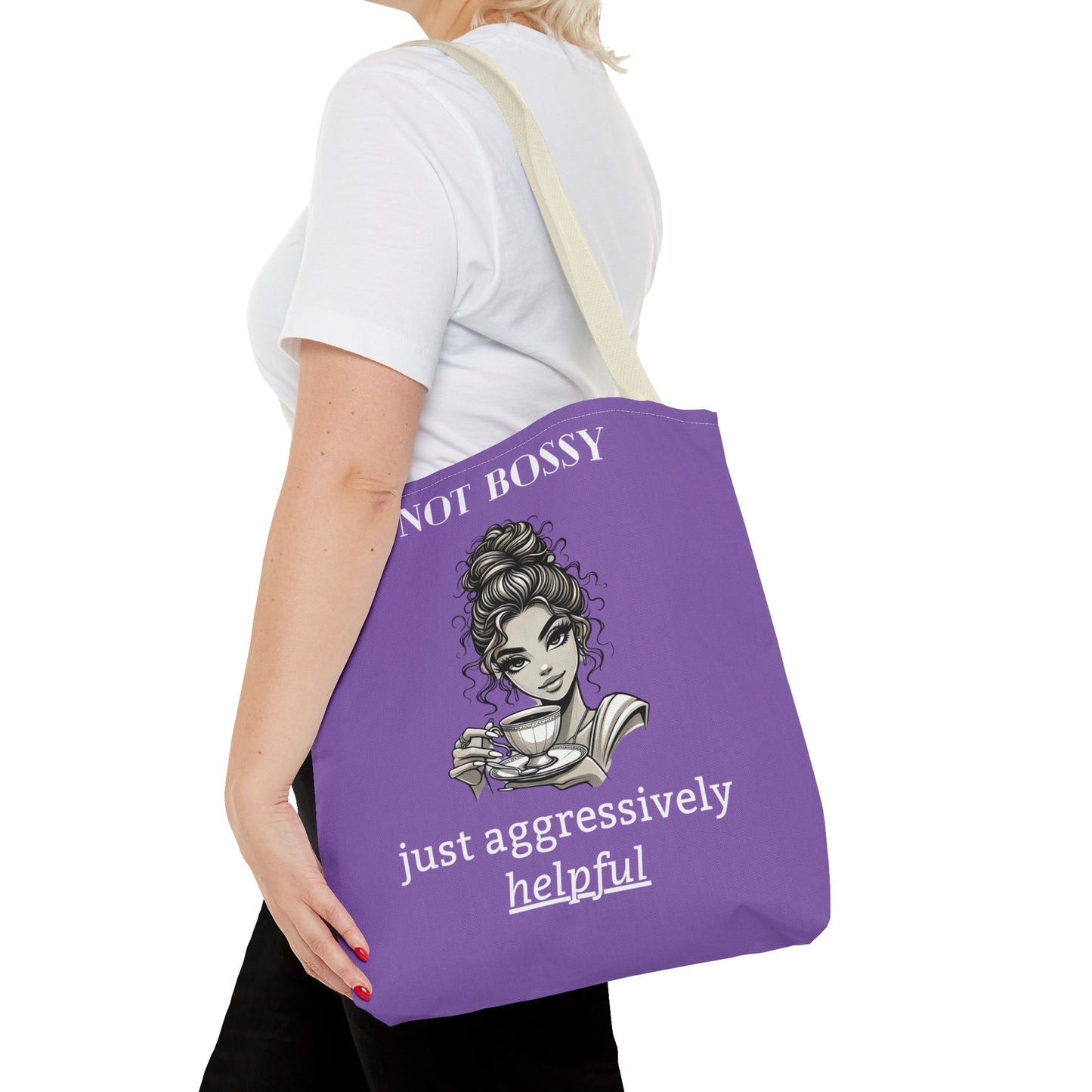 💜 Not Bossy, Just Aggressively Helpful – Statement Tote Bag