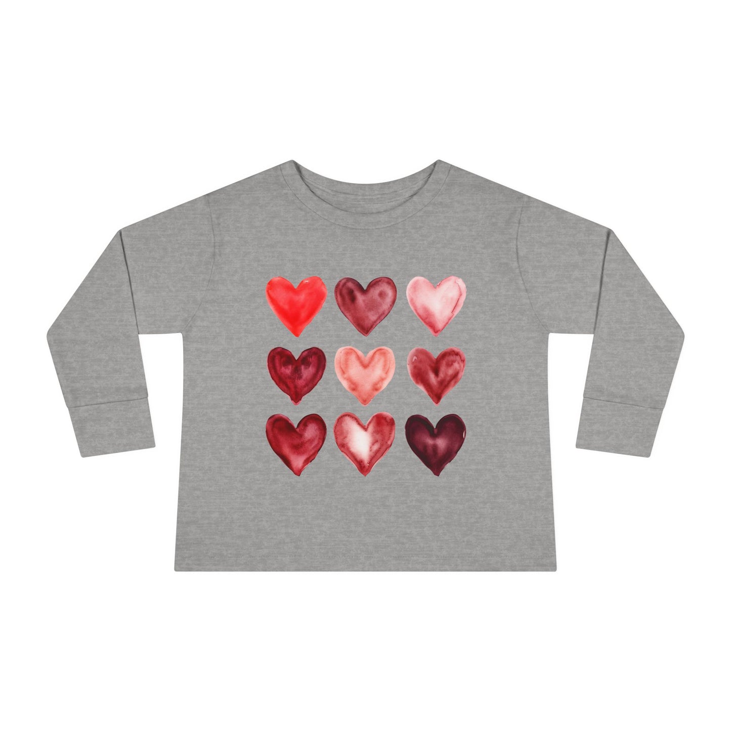 "Layered in Love" Watercolor Heart Toddler Long-Sleeve Tee