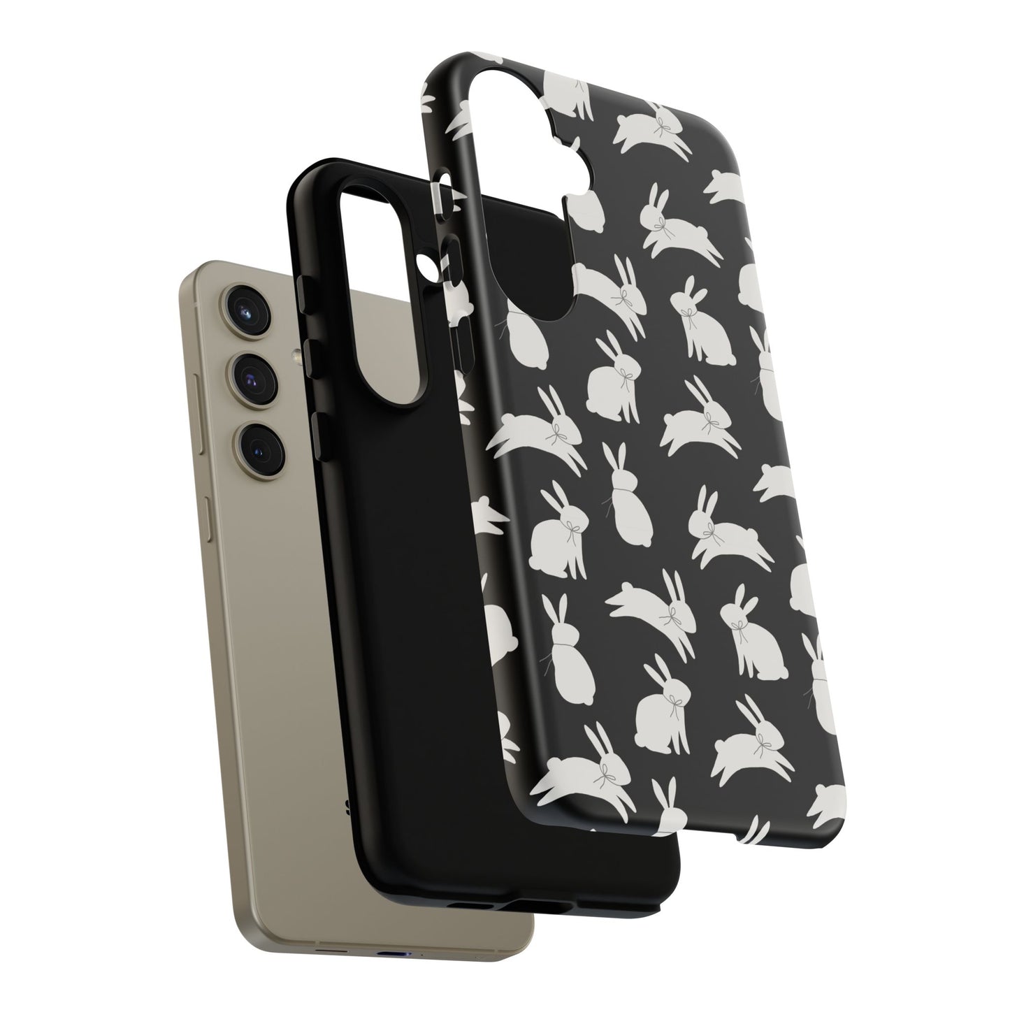 Hop-Proof Style – Bunny Pattern Tough Phone Case 🖤🐰
