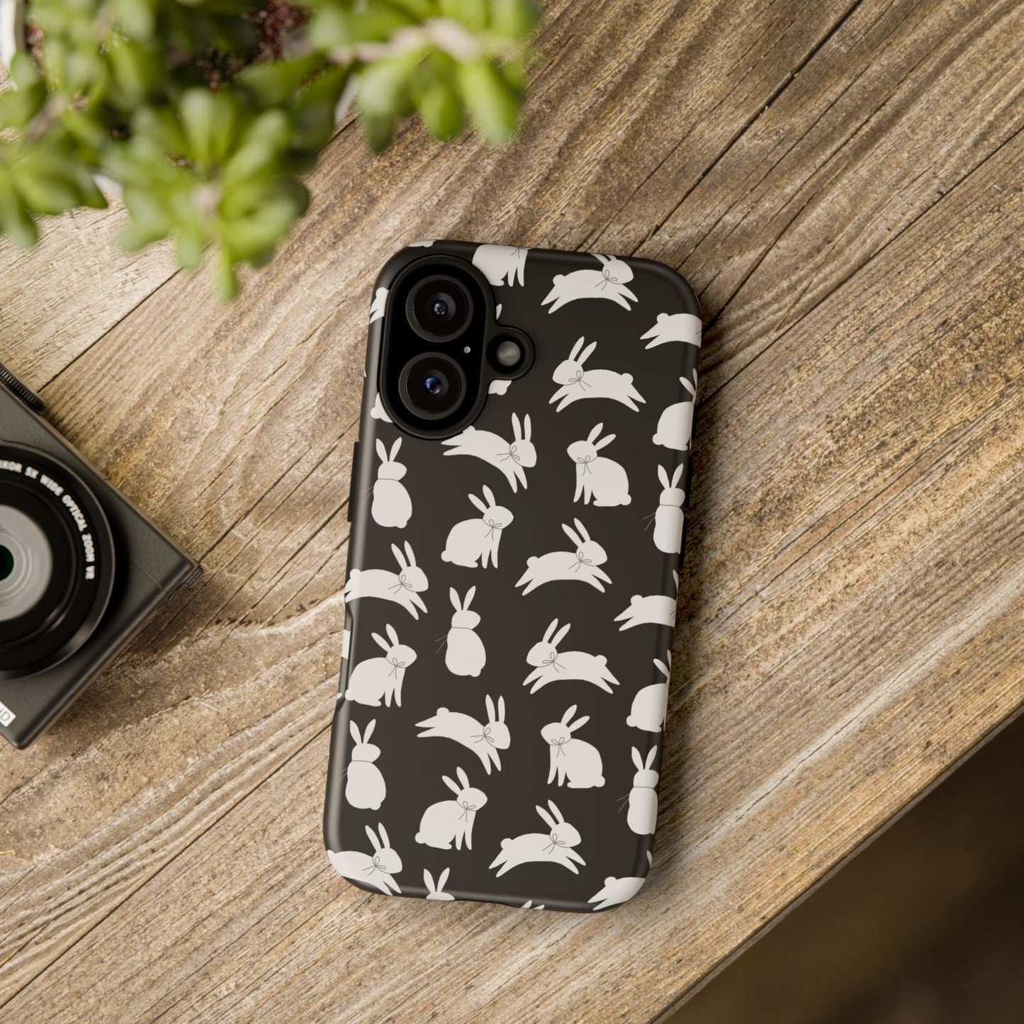 Hop-Proof Style – Bunny Pattern Tough Phone Case 🖤🐰