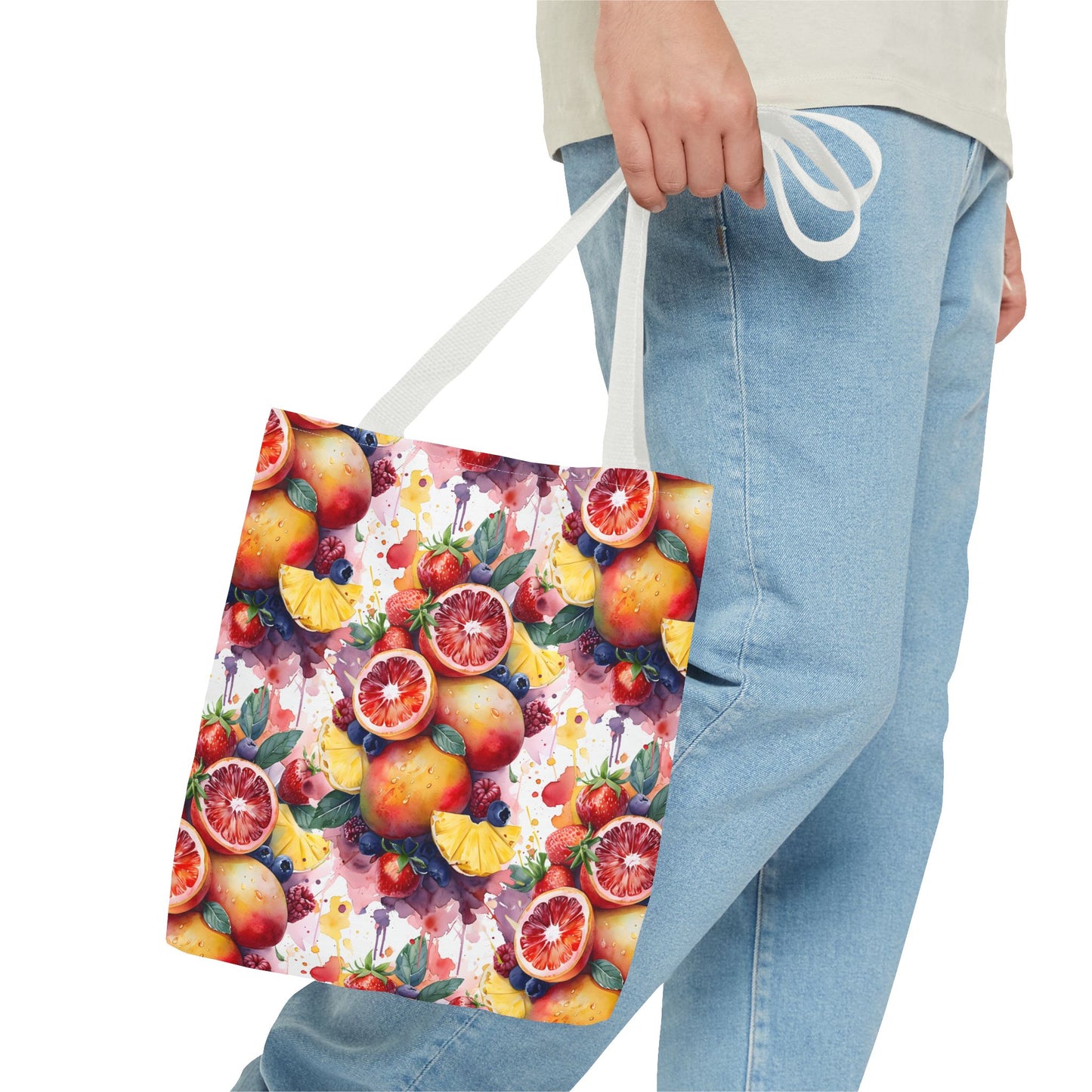 Tropical Splash 🍊🍍 Watercolor Fruit Tote