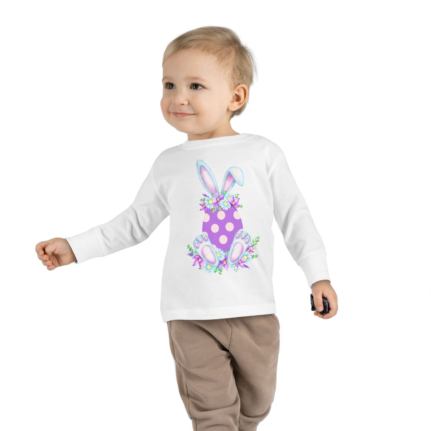 Purple Polka Dot Bunny – Toddler Long Sleeve Tee 🐇💜