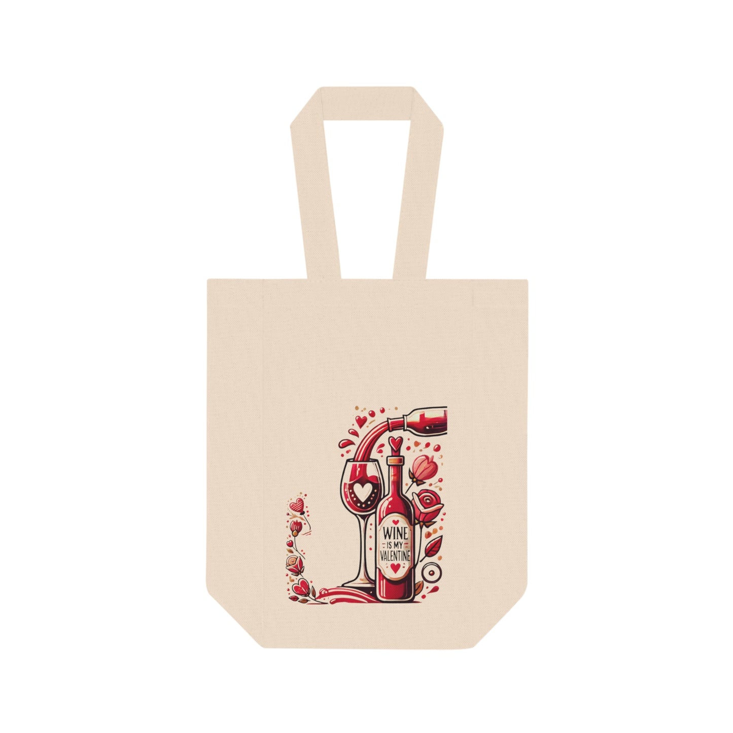 Wine Is My Valentine—Romantic Double Wine Tote Bag