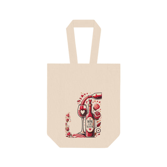 Wine Is My Valentine—Romantic Double Wine Tote Bag