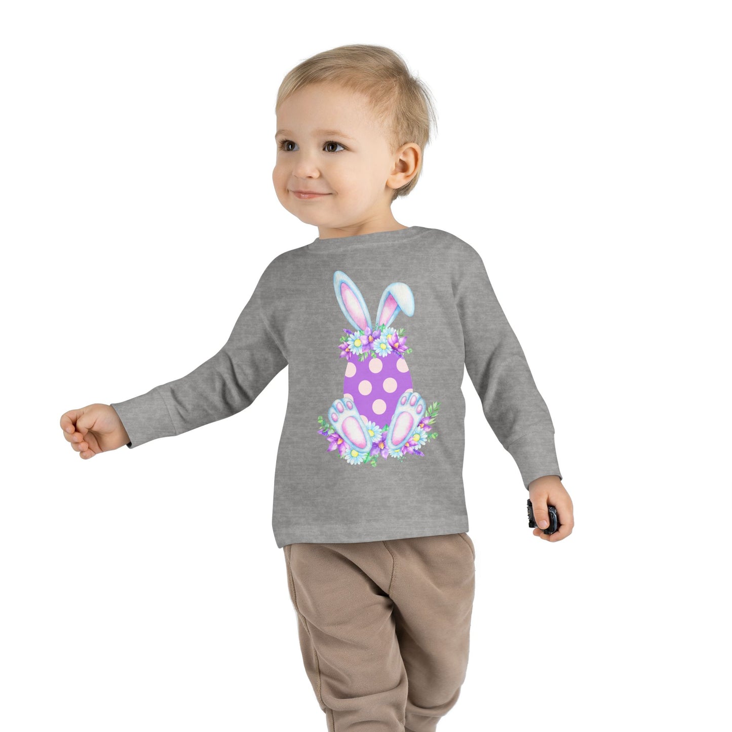 Purple Polka Dot Bunny – Toddler Long Sleeve Tee 🐇💜