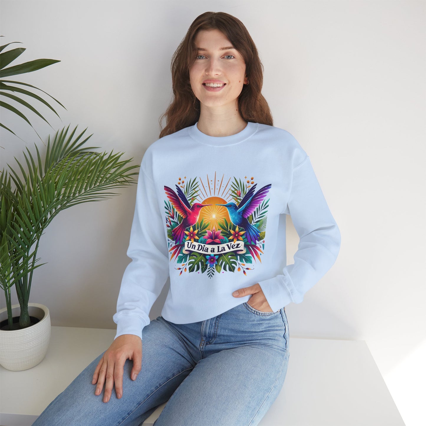 "Un Día a La Vez" Tropical Sunrise Crewneck Sweatshirt