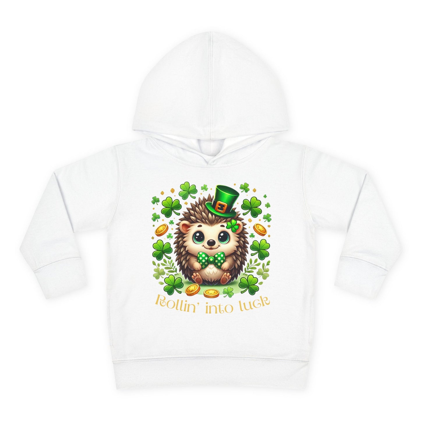 Rollin’ Into Luck Toddler Hoodie – St. Patrick’s Day Hedgehog 🍀🦔