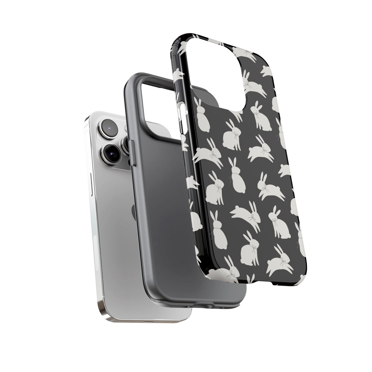 Hop-Proof Style – Bunny Pattern Tough Phone Case 🖤🐰