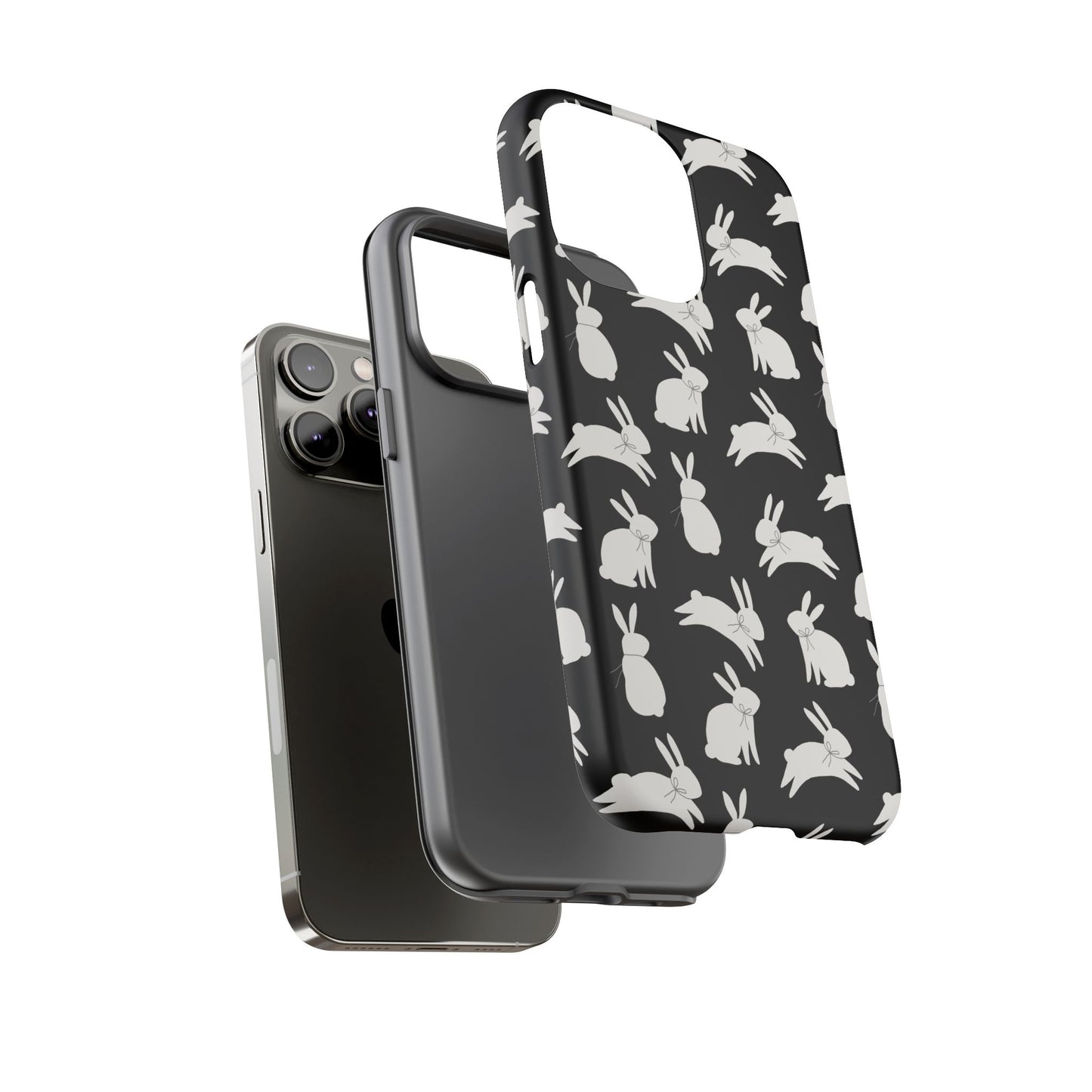 Hop-Proof Style – Bunny Pattern Tough Phone Case 🖤🐰