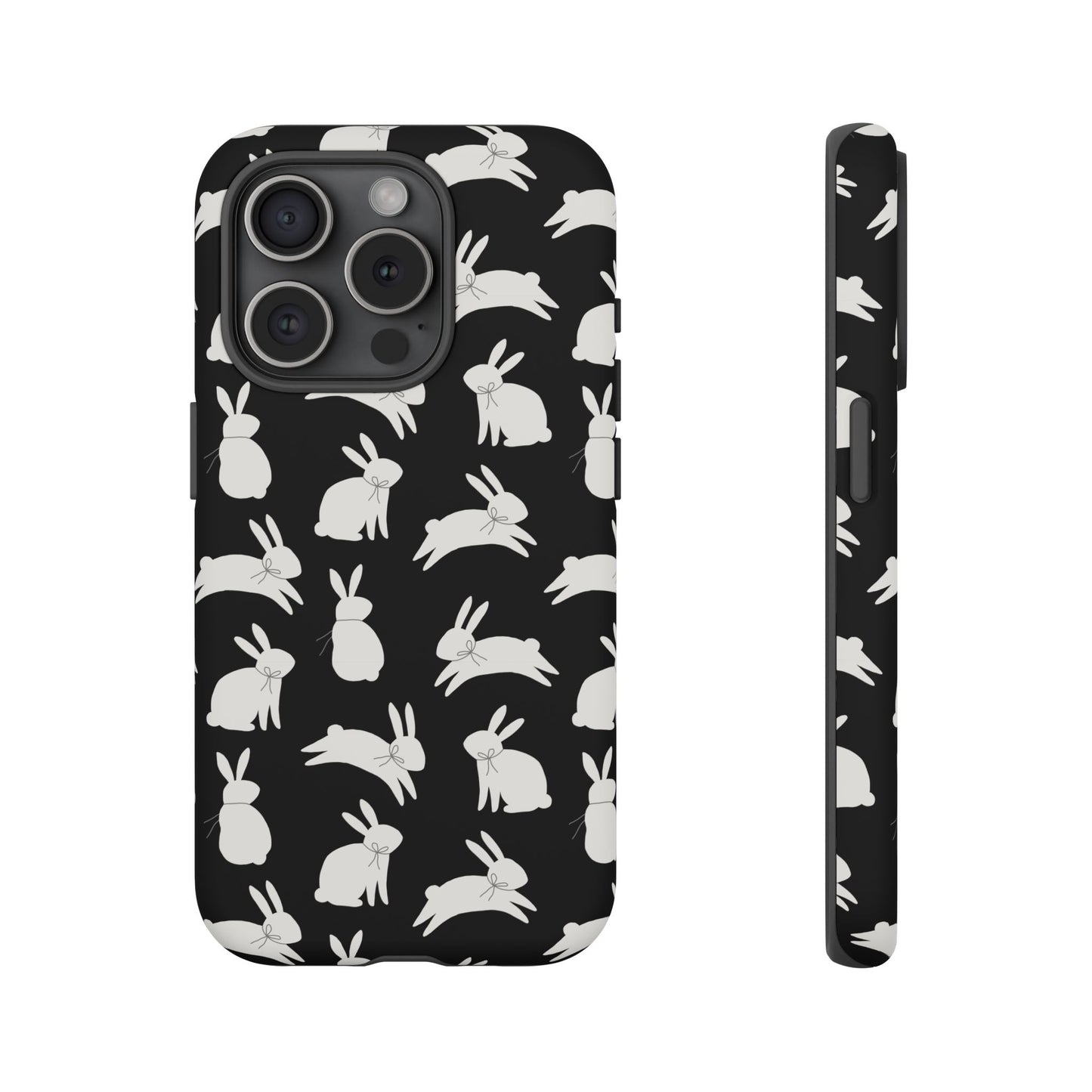 Hop-Proof Style – Bunny Pattern Tough Phone Case 🖤🐰