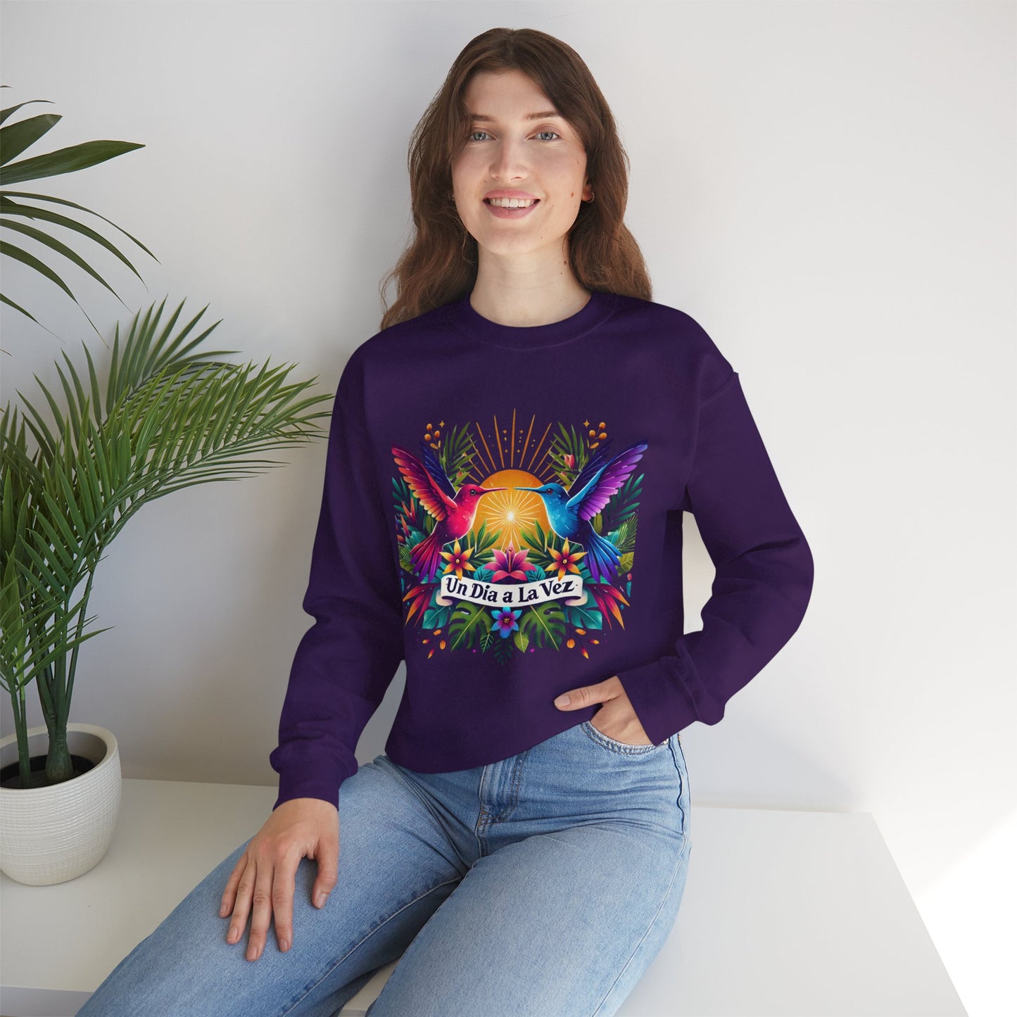 "Un Día a La Vez" Tropical Sunrise Crewneck Sweatshirt