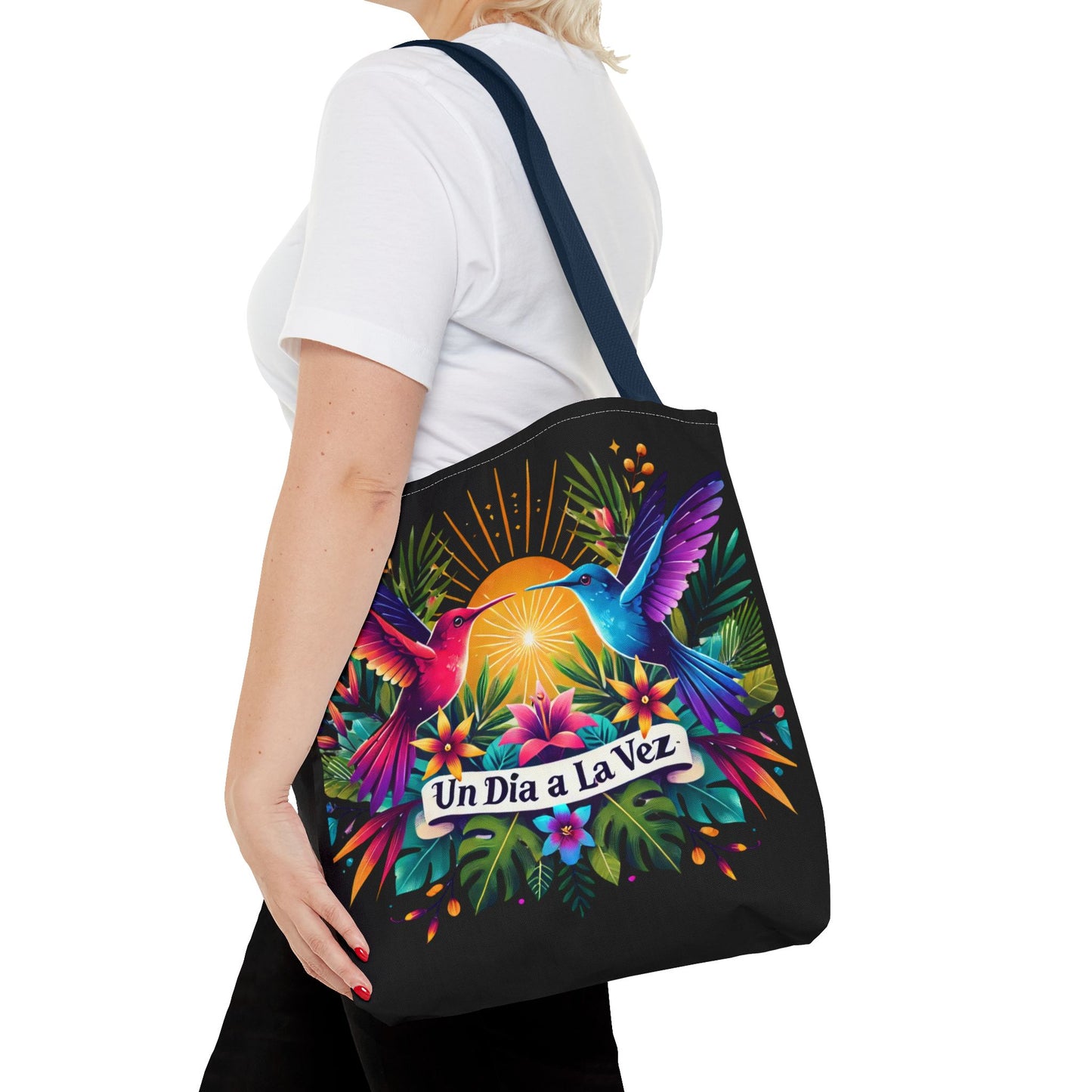 "Un Día a La Vez" Vibrant Midnight Tote Bag