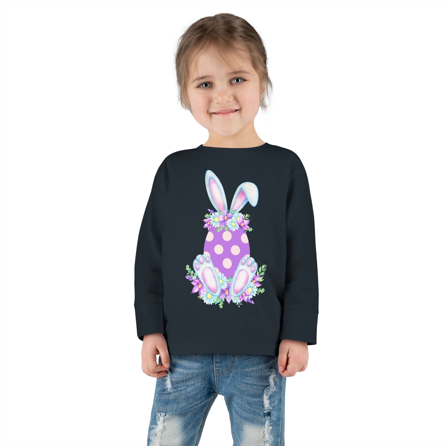 Purple Polka Dot Bunny – Toddler Long Sleeve Tee 🐇💜