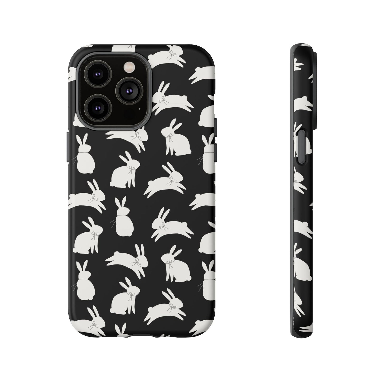Hop-Proof Style – Bunny Pattern Tough Phone Case 🖤🐰