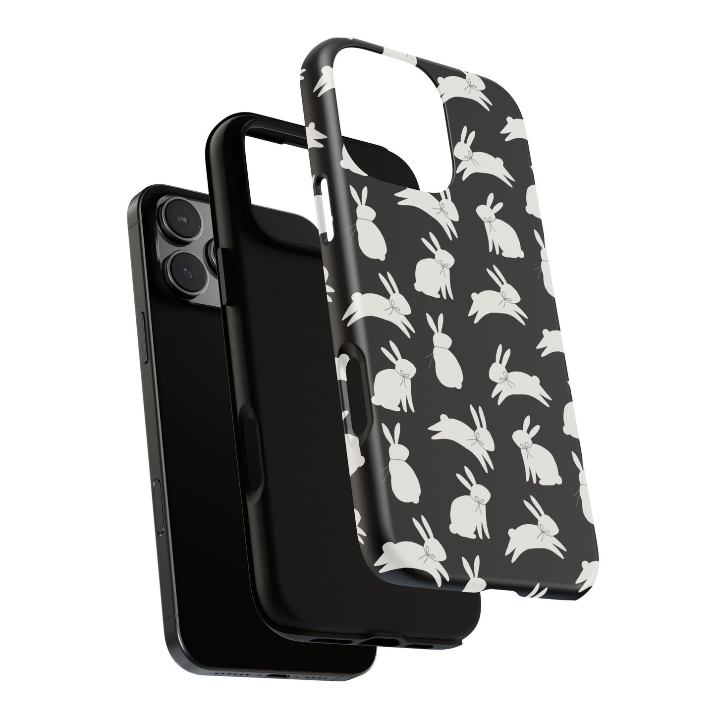 Hop-Proof Style – Bunny Pattern Tough Phone Case 🖤🐰