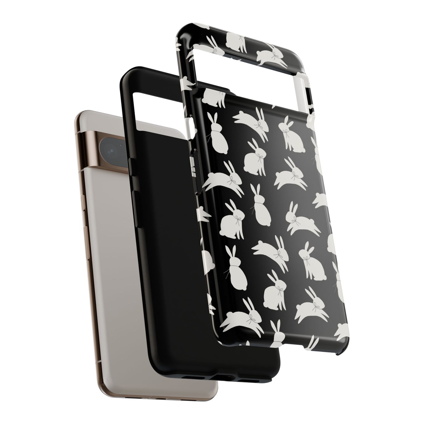 Hop-Proof Style – Bunny Pattern Tough Phone Case 🖤🐰