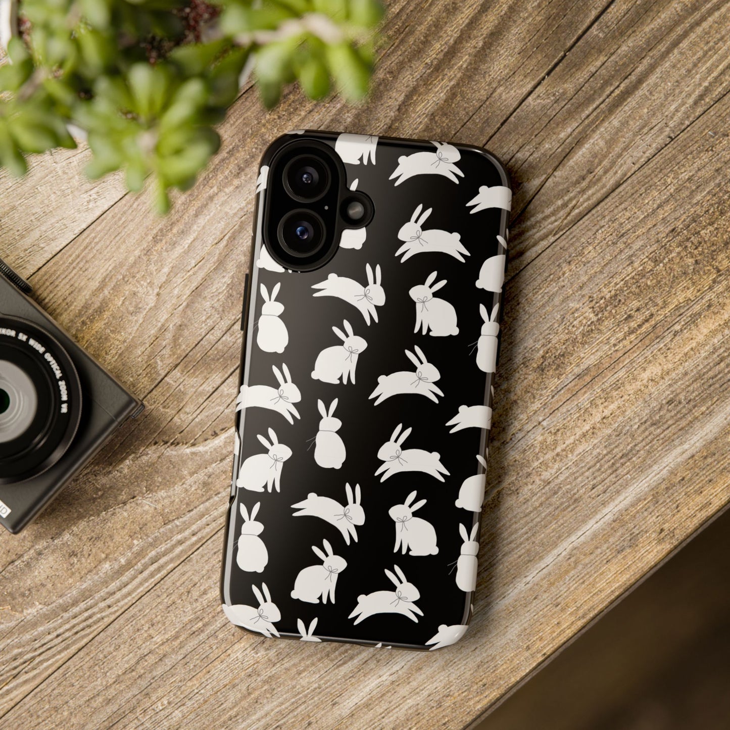 Hop-Proof Style – Bunny Pattern Tough Phone Case 🖤🐰