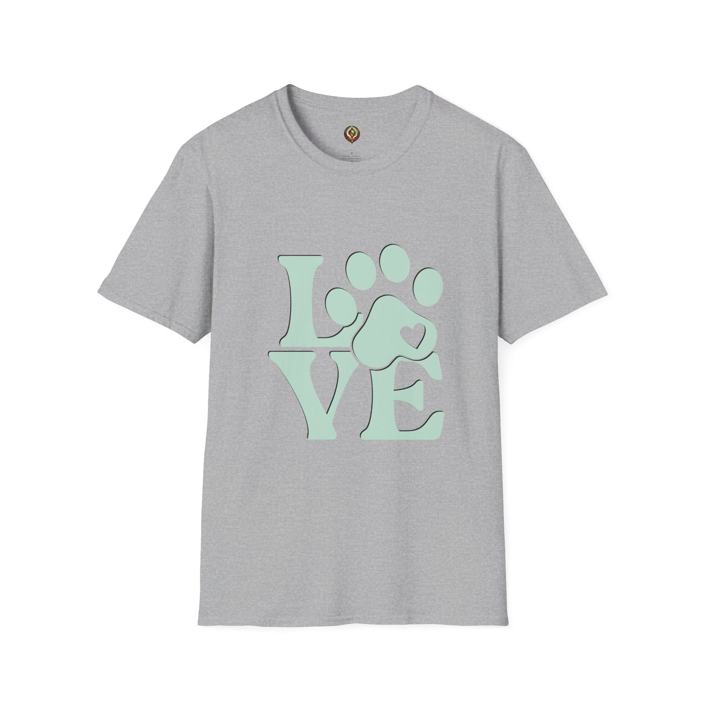 LOVE Paw Print Unisex T-Shirt – Mint & White Edition
