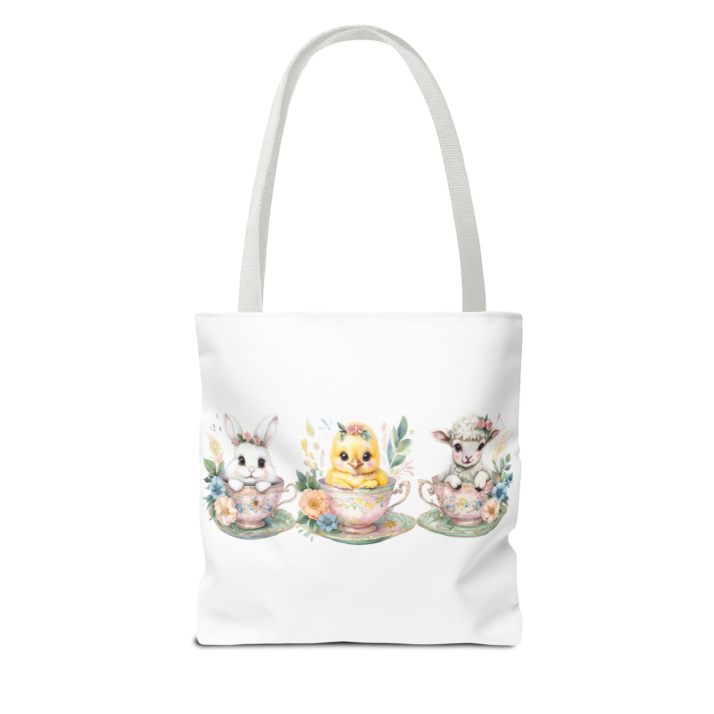 “Springtime Sippers” – Easter Teacup Cuties Tote Bag 🐰🐣🐑
