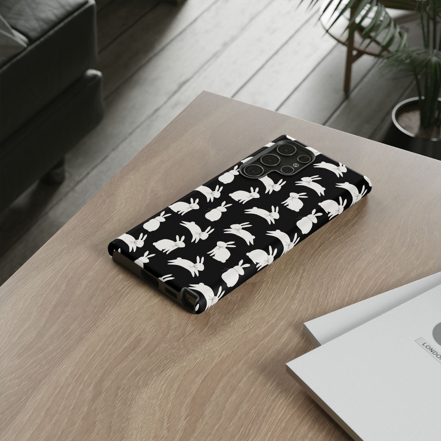 Hop-Proof Style – Bunny Pattern Tough Phone Case 🖤🐰