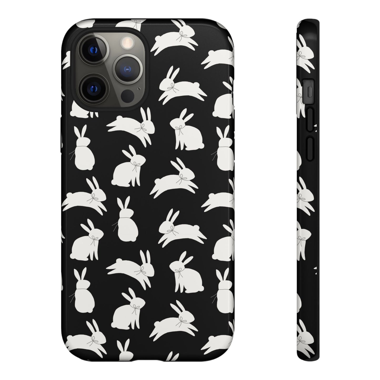 Hop-Proof Style – Bunny Pattern Tough Phone Case 🖤🐰