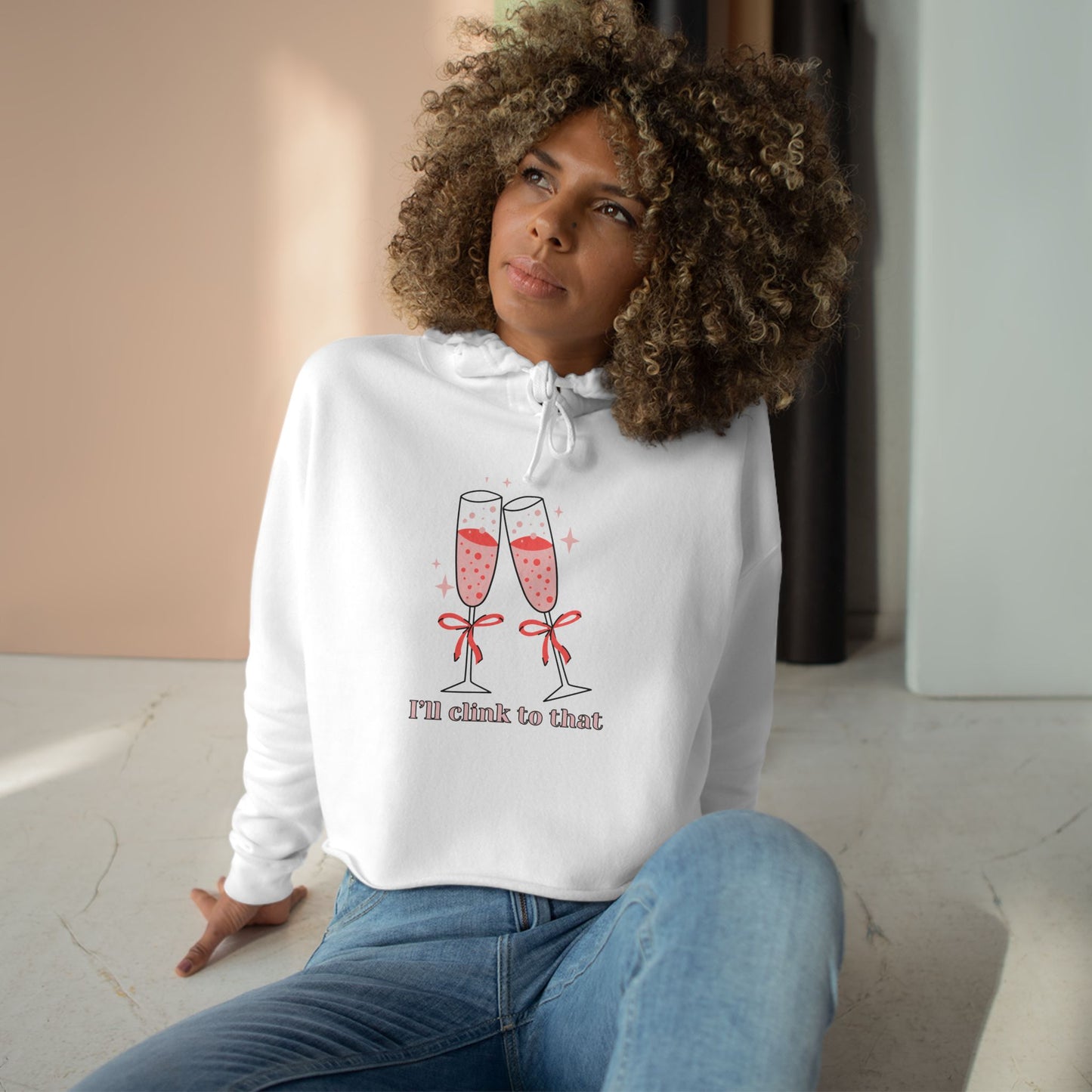 I’ll Clink to That! 🥂 Chic Cropped Hoodie