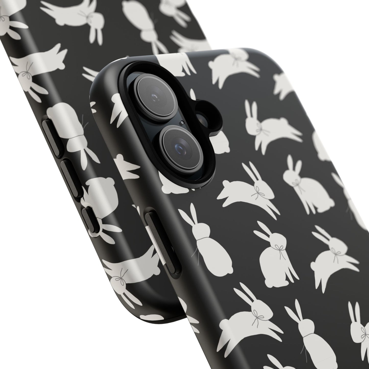 Hop-Proof Style – Bunny Pattern Tough Phone Case 🖤🐰