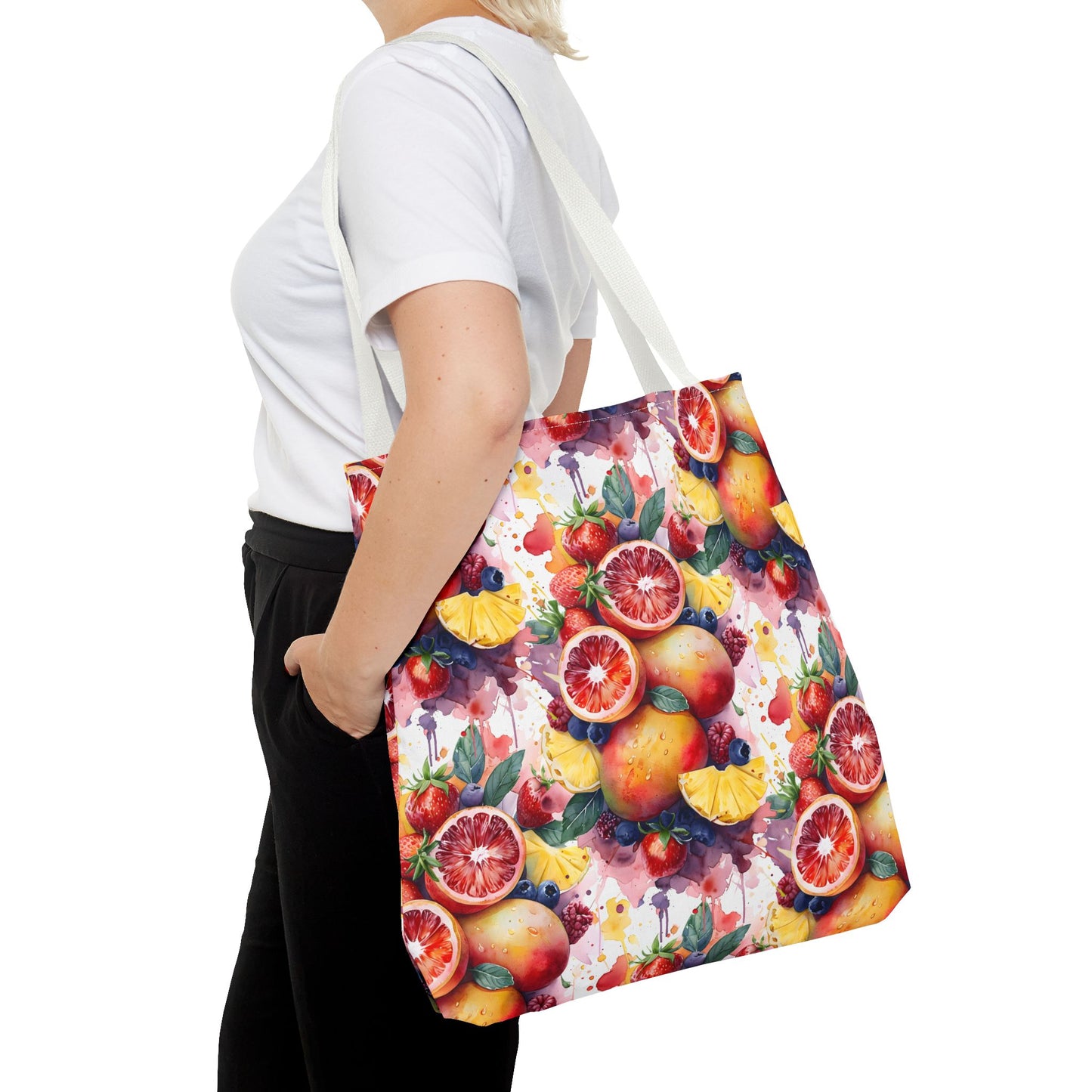 Tropical Splash 🍊🍍 Watercolor Fruit Tote