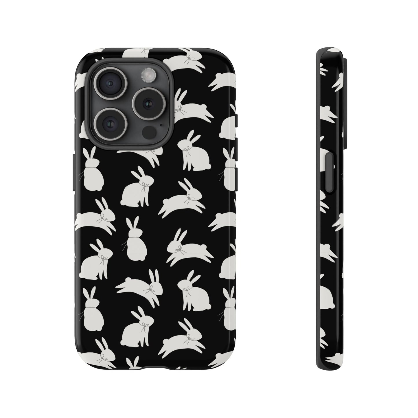 Hop-Proof Style – Bunny Pattern Tough Phone Case 🖤🐰