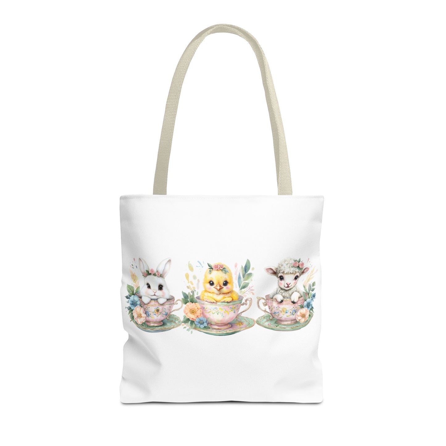 “Springtime Sippers” – Easter Teacup Cuties Tote Bag 🐰🐣🐑