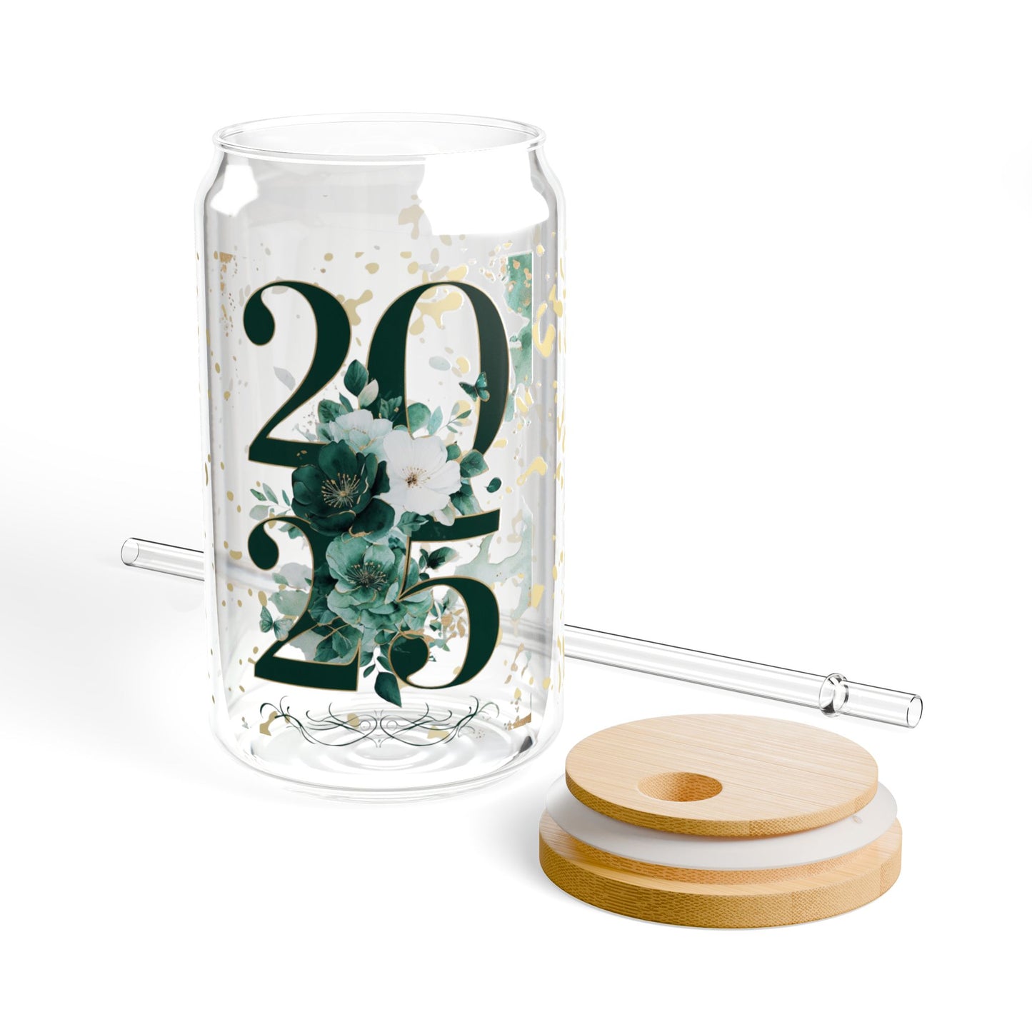 2025 Floral Sipper Glass – Refreshment with Style (16oz)