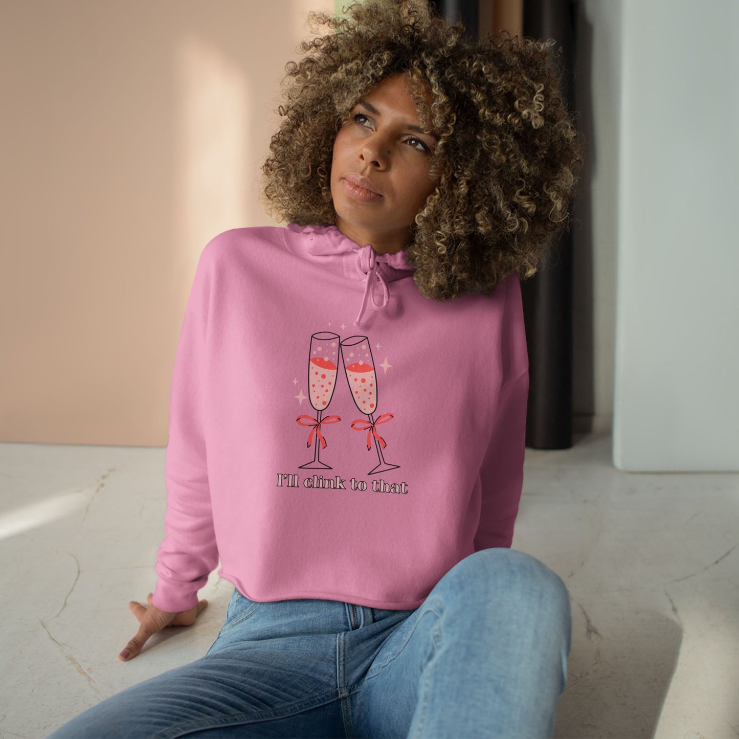 I’ll Clink to That! 🥂 Chic Cropped Hoodie