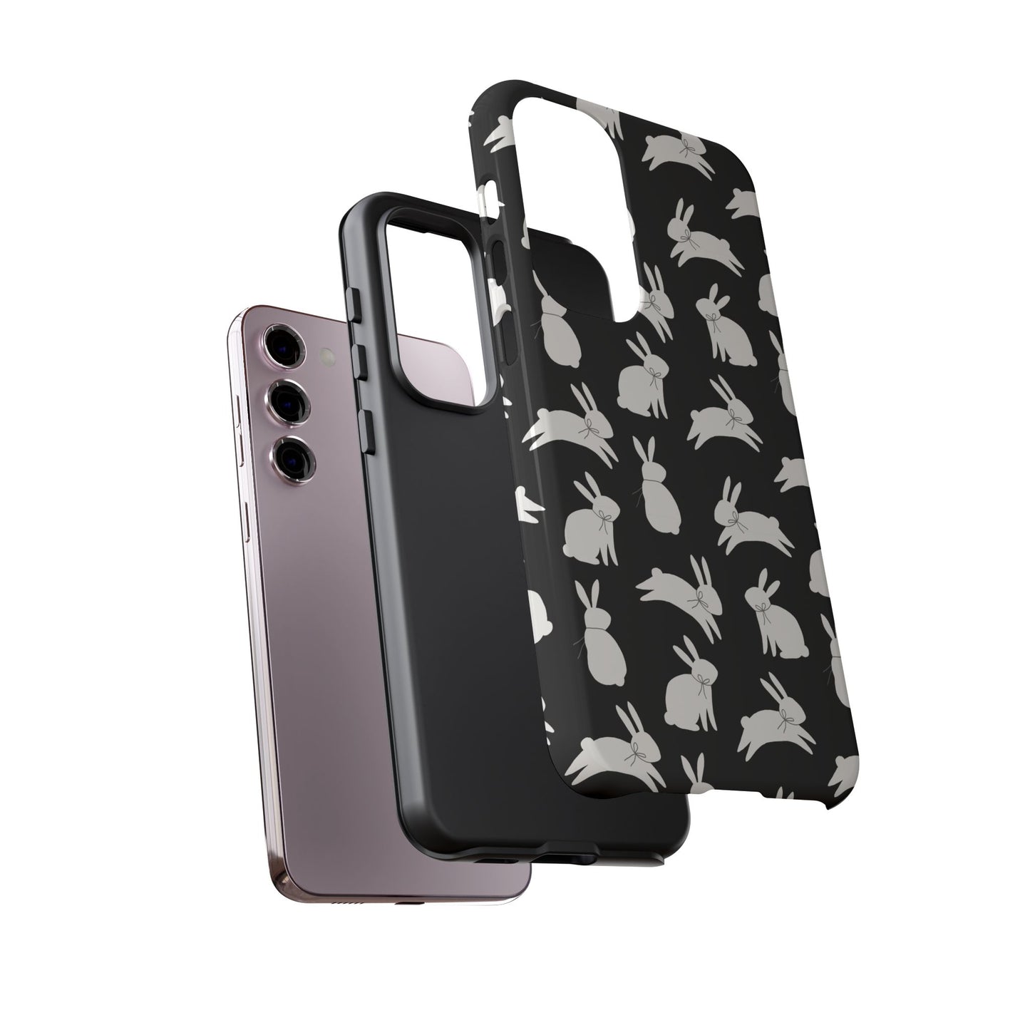 Hop-Proof Style – Bunny Pattern Tough Phone Case 🖤🐰