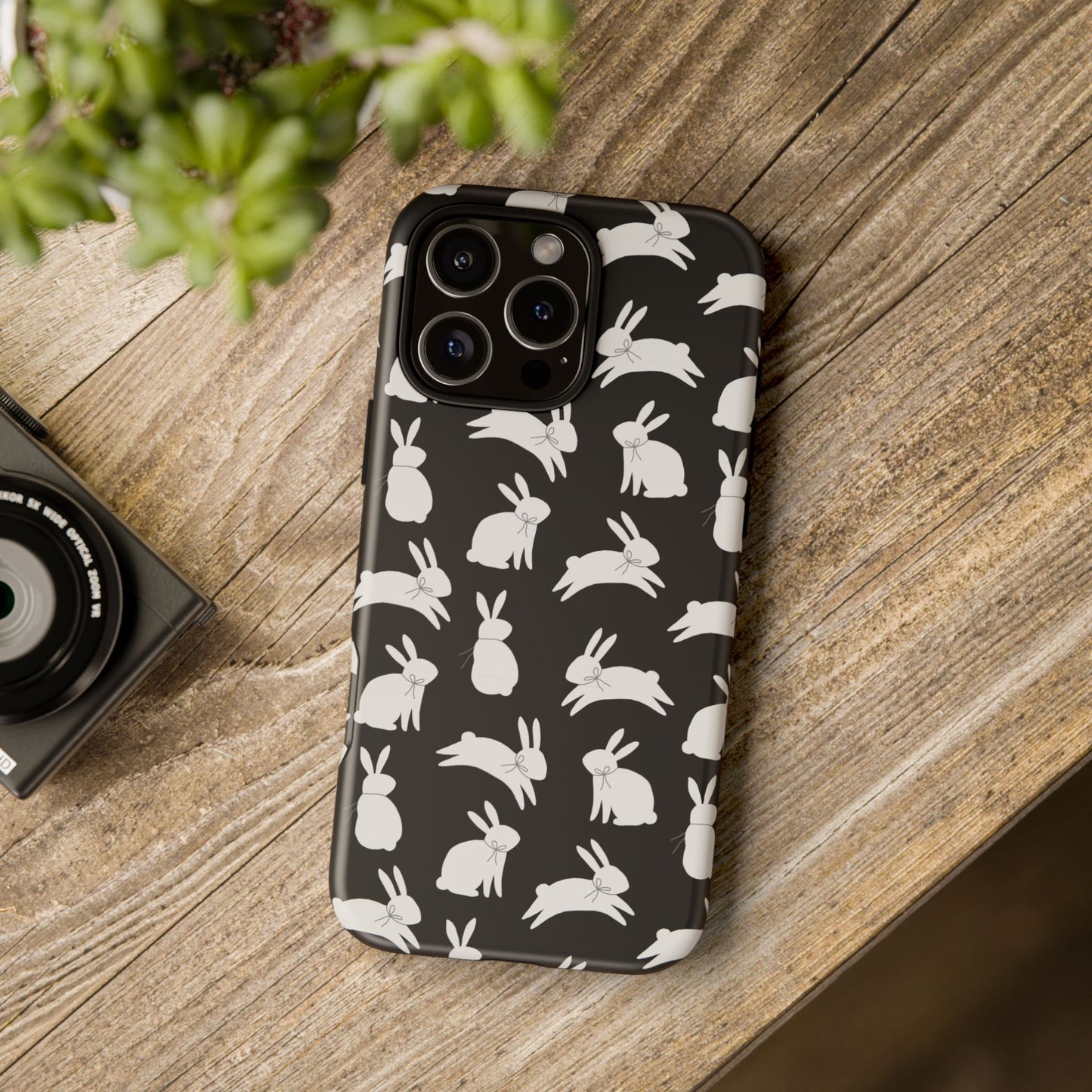 Hop-Proof Style – Bunny Pattern Tough Phone Case 🖤🐰