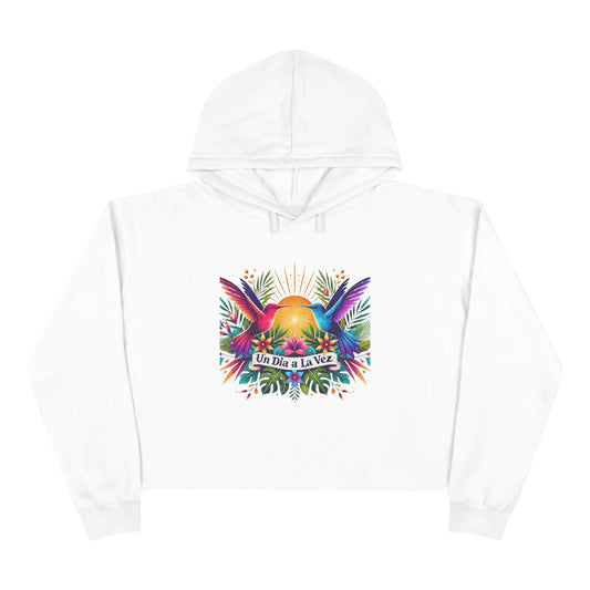 "Un Día a La Vez" Tropical Sunrise Cropped Hoodie