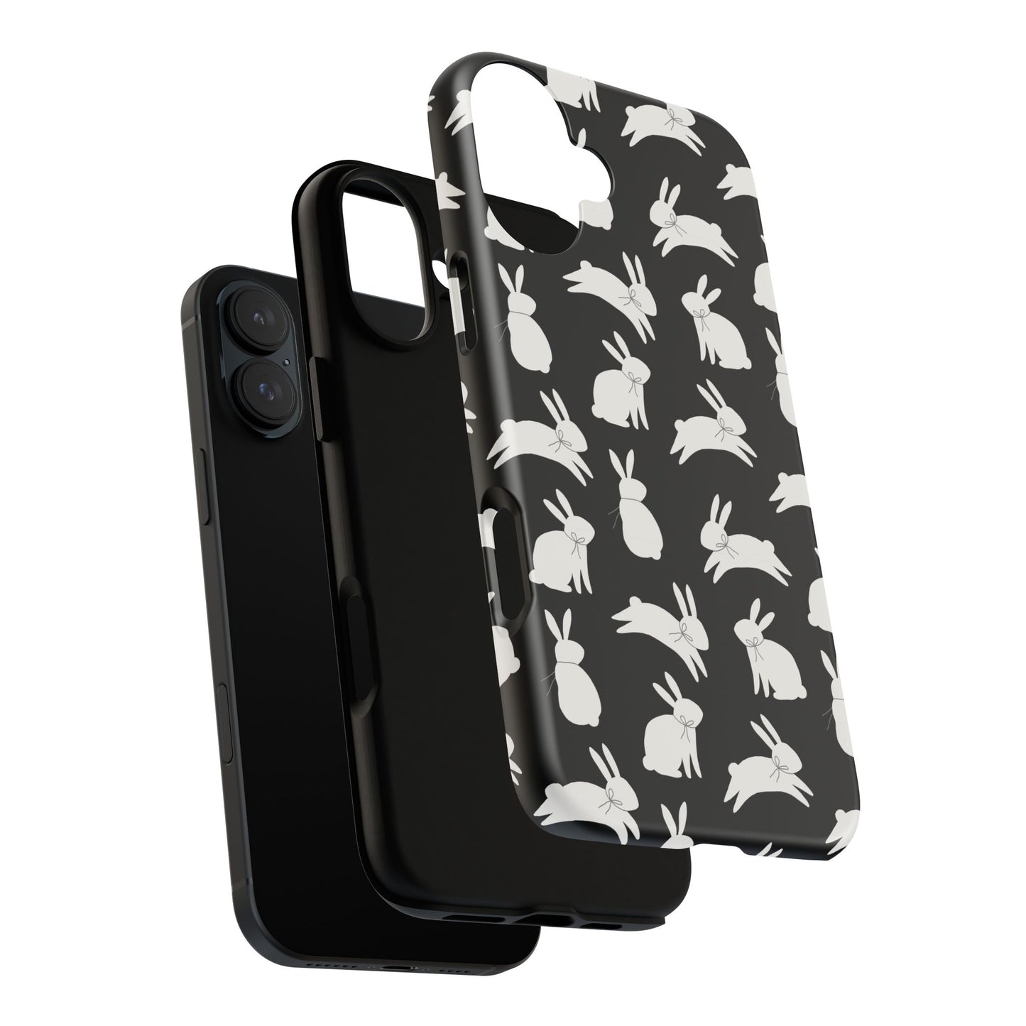 Hop-Proof Style – Bunny Pattern Tough Phone Case 🖤🐰